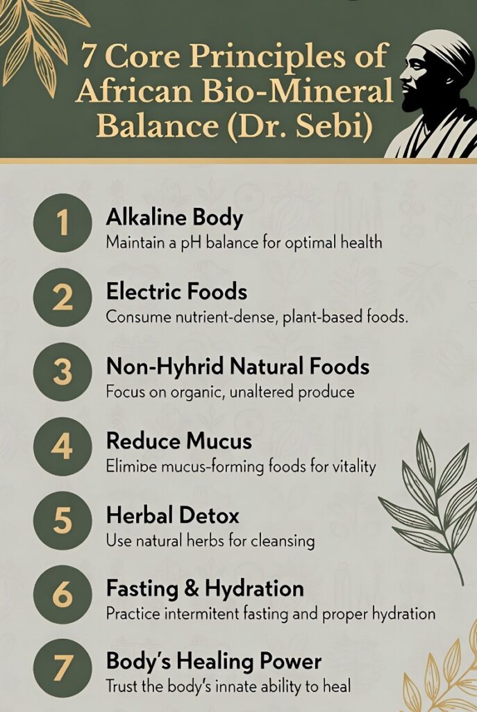 7 Core Principles of Dr. Sebi African Bio-Mineral Balance for alkaline healing