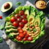 One Day on the Dr. Sebi Nutritional Guide: A Realistic Meal Plan Avocado Tomato Salad + Garbanzo Hummus with Lettuce Wraps